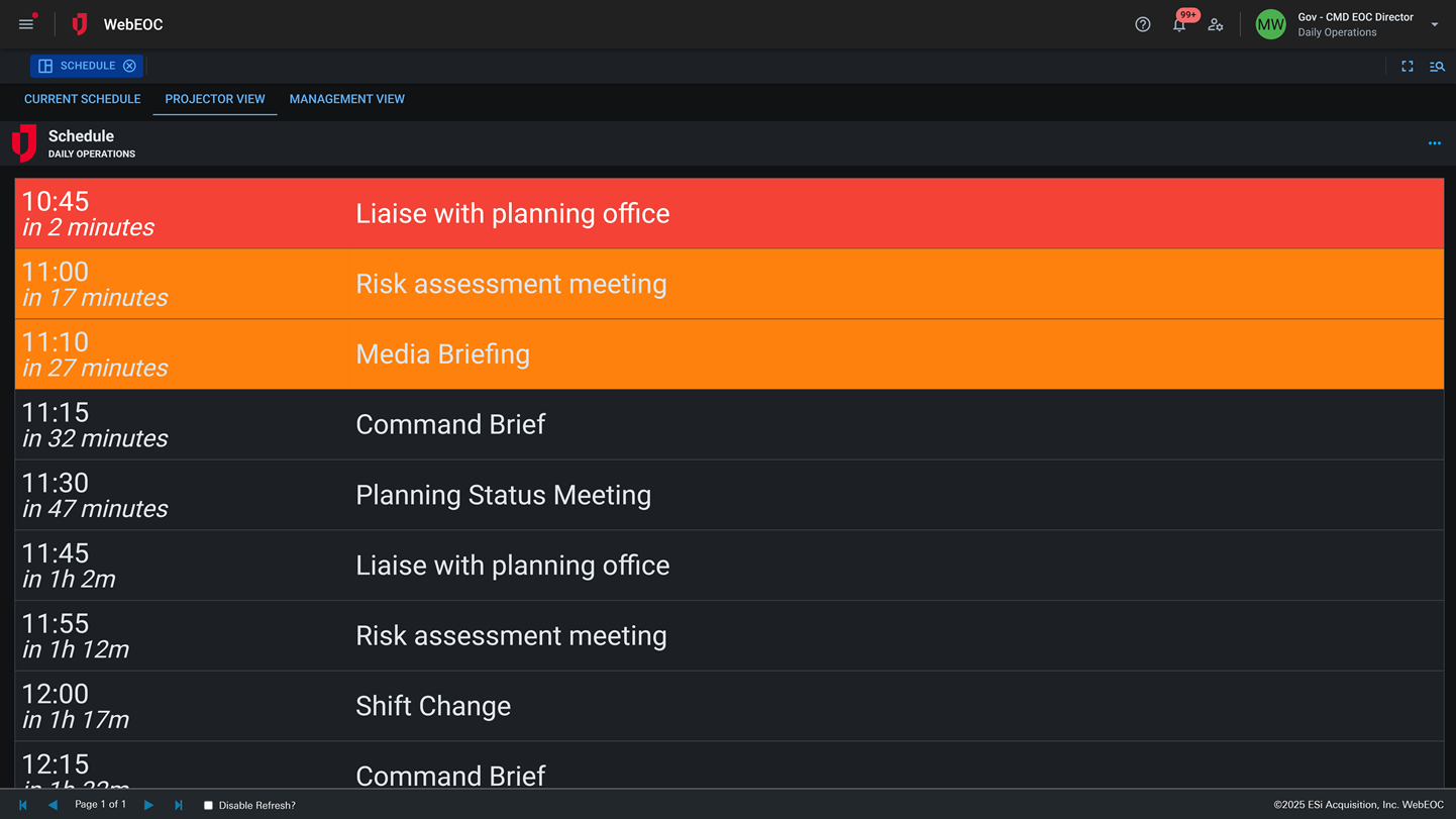 Schedule projector dark mode